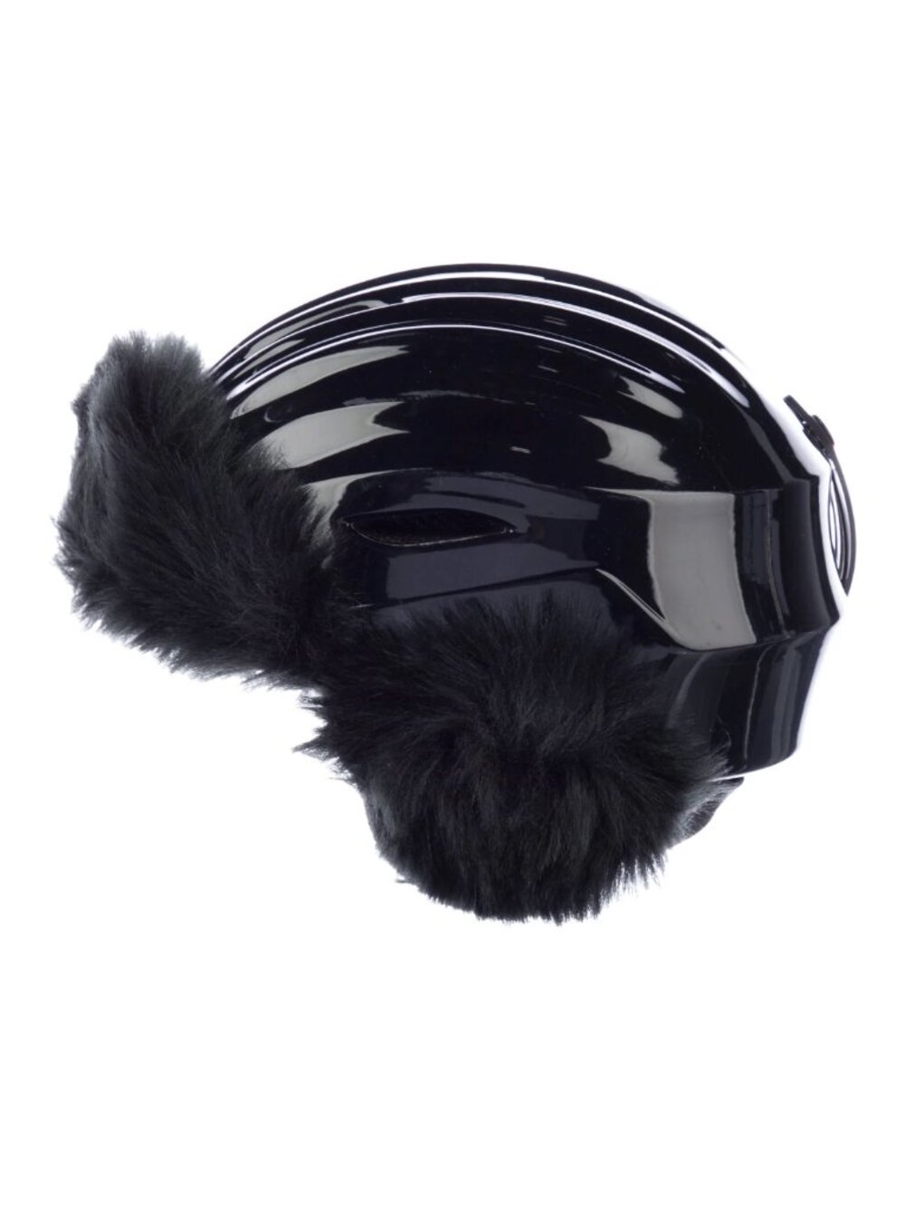 Perfect Moment Polar Star Helmet in Black & Silver Faux Fur Furry Small Medium